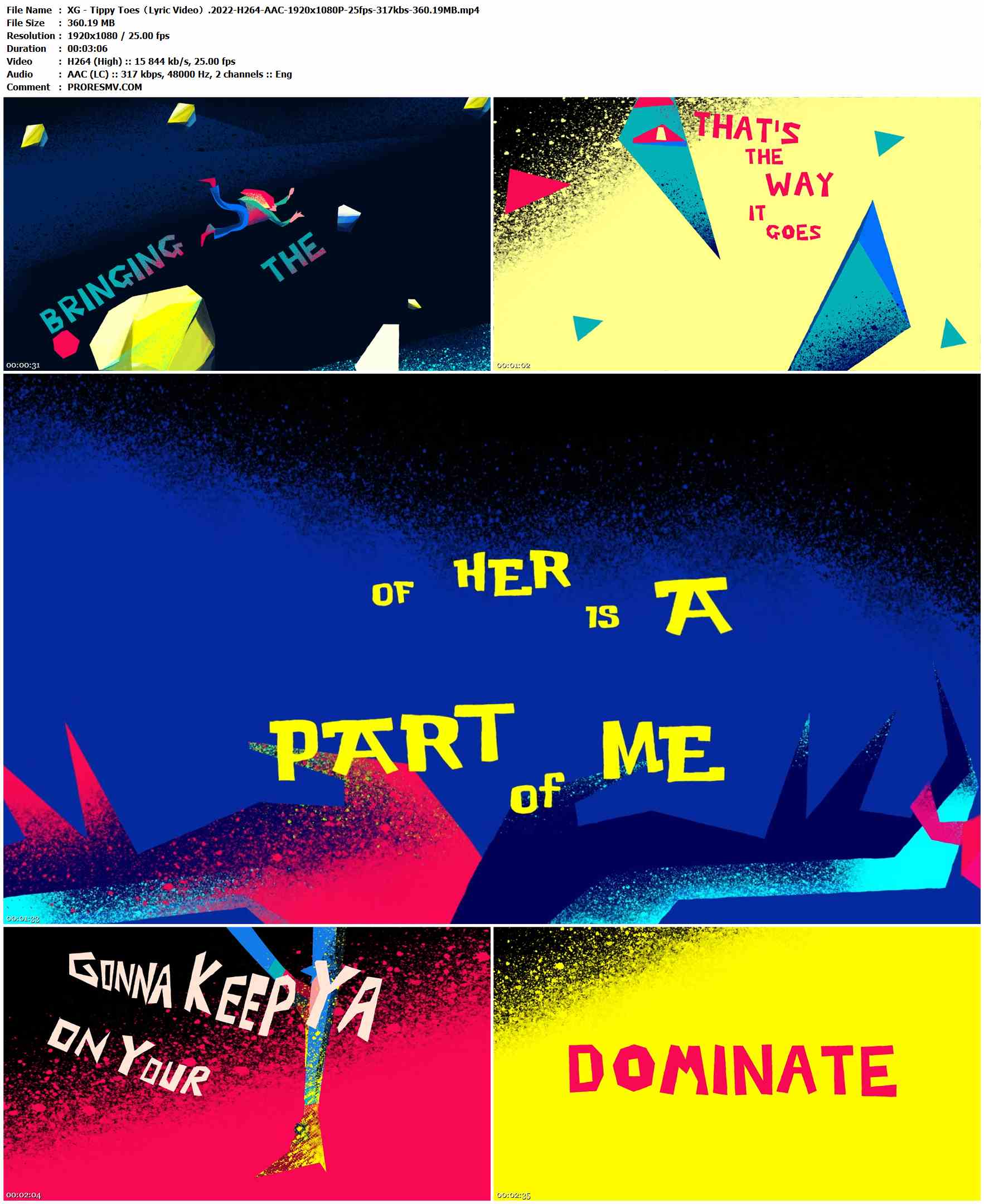 XG - Tippy Toes（Lyric Video）.2022-H264-AAC-1920x1080P-25fps-317kbs-360.19MB官方MV_高清MV